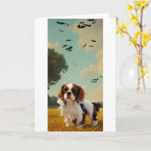 cavalier king charles spaniel halloween AI Karte (Gelbe Blume)