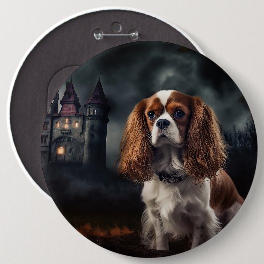 Cavalier King Charles Spaniel Halloween Beängstige Button (Vorne & Hinten)