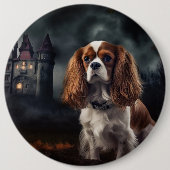 Cavalier King Charles Spaniel Halloween Beängstige Button (Vorderseite)