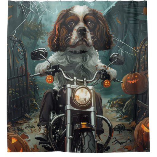 Cavalier King Charles Spaniel Halloween Beängstige Duschvorhang (Vorderseite)