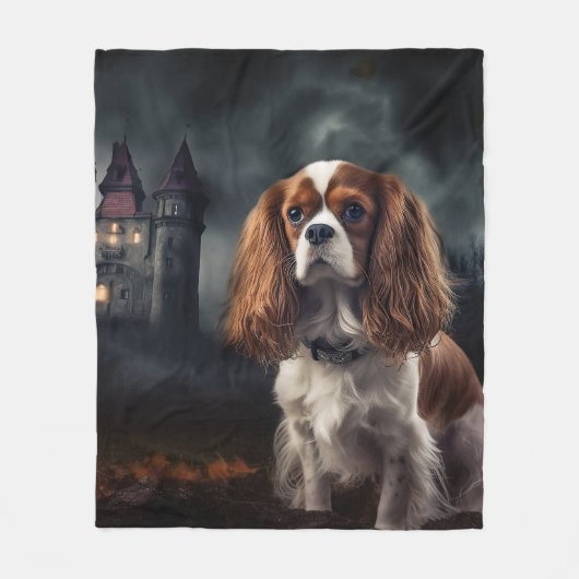 Cavalier King Charles Spaniel Halloween Beängstige Fleecedecke (Vorderseite)