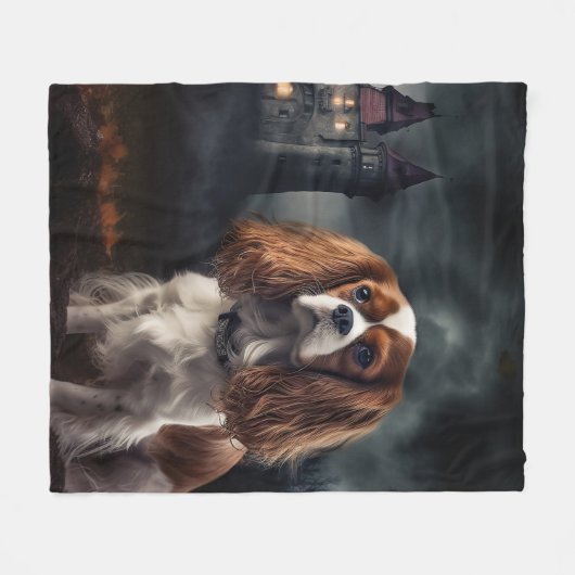 Cavalier King Charles Spaniel Halloween Beängstige Fleecedecke (Vorderseite (Horizontal))