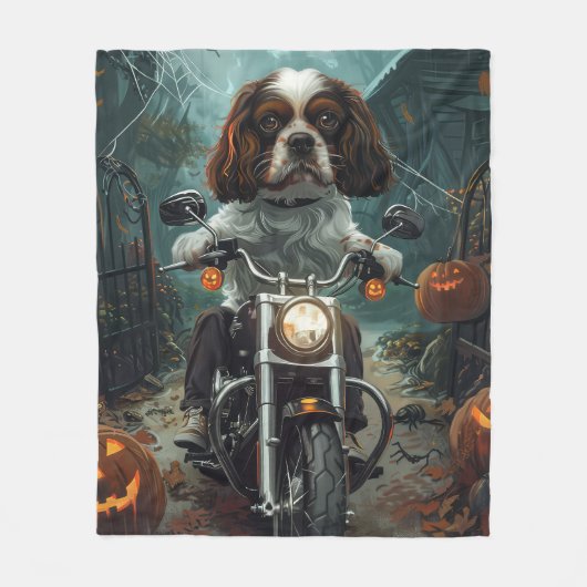 Cavalier King Charles Spaniel Halloween Beängstige Fleecedecke (Vorderseite)