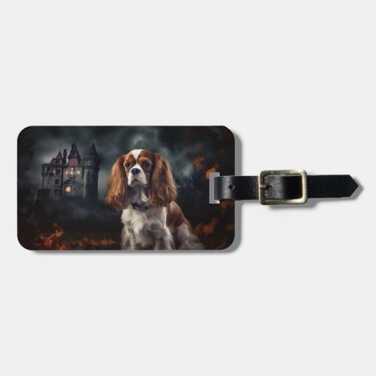 Cavalier King Charles Spaniel Halloween Beängstige Gepäckanhänger (Vorderseite horizontal)