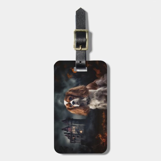 Cavalier King Charles Spaniel Halloween Beängstige Gepäckanhänger (Vorderseite vertikal)