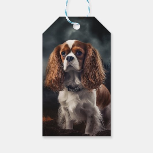 Cavalier King Charles Spaniel Halloween Beängstige Geschenkanhänger (Vorderseite)