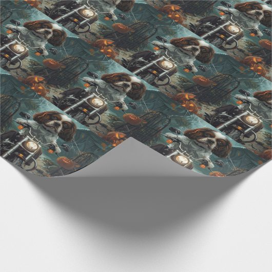 Cavalier King Charles Spaniel Halloween Beängstige Geschenkpapier (Ecke)