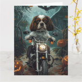 Cavalier King Charles Spaniel Halloween Beängstige Karte (Gelbe Blume)