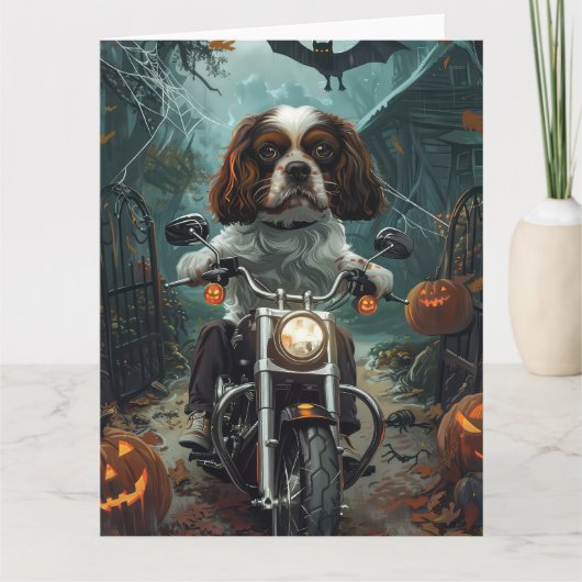 Cavalier King Charles Spaniel Halloween Beängstige Karte (Vorderseite)