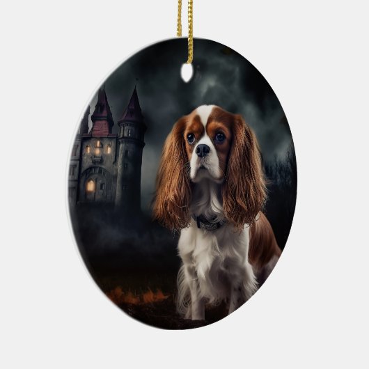 Cavalier King Charles Spaniel Halloween Beängstige Keramik Ornament (Rechts)