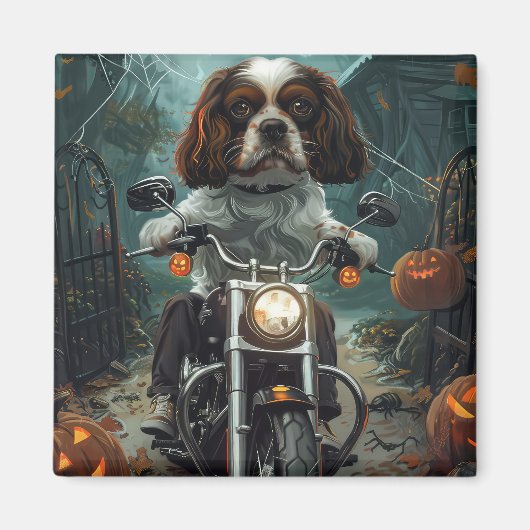 Cavalier King Charles Spaniel Halloween Beängstige Magnet (Vorne)