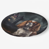 Cavalier King Charles Spaniel Halloween Beängstige Pappteller (Schrägansicht)