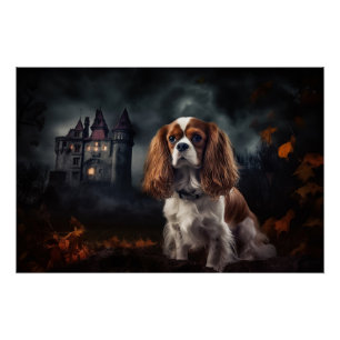 Cavalier King Charles Spaniel Halloween Beängstige Poster