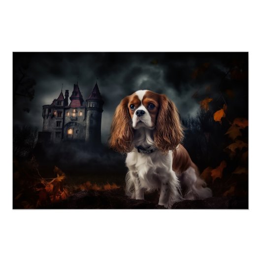 Cavalier King Charles Spaniel Halloween Beängstige Poster (Vorderseite)