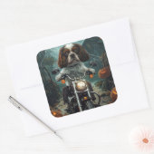 Cavalier King Charles Spaniel Halloween Beängstige Quadratischer Aufkleber (Umschlag)