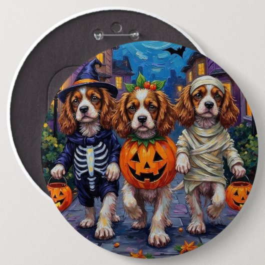 Cavalier King Charles Spaniel Halloween-Kostüme Button (Vorne & Hinten)