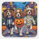 Cavalier King Charles Spaniel Halloween-Kostüme Quadratischer Aufkleber (Vorderseite)