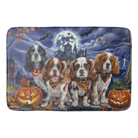 Cavalier King Charles Spaniel Halloween Spooky Badematte (Vorderseite)