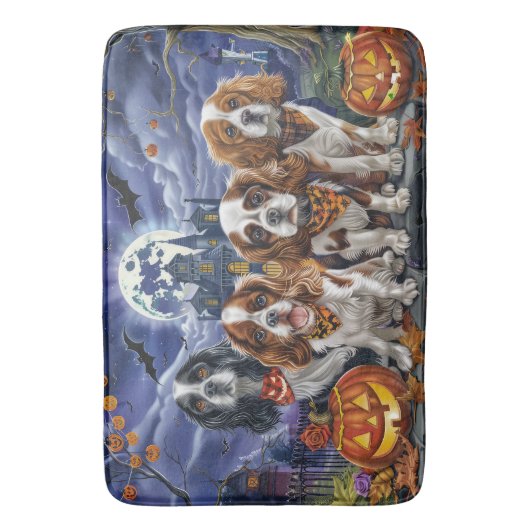 Cavalier King Charles Spaniel Halloween Spooky Badematte (Vorderseite Vertikal)
