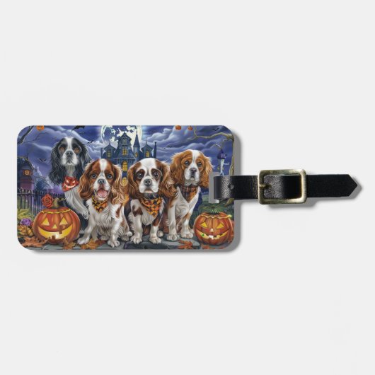 Cavalier King Charles Spaniel Halloween Spooky Gepäckanhänger (Vorderseite horizontal)