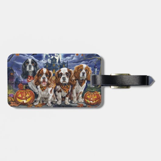 Cavalier King Charles Spaniel Halloween Spooky Gepäckanhänger (Rückseite horizontal)