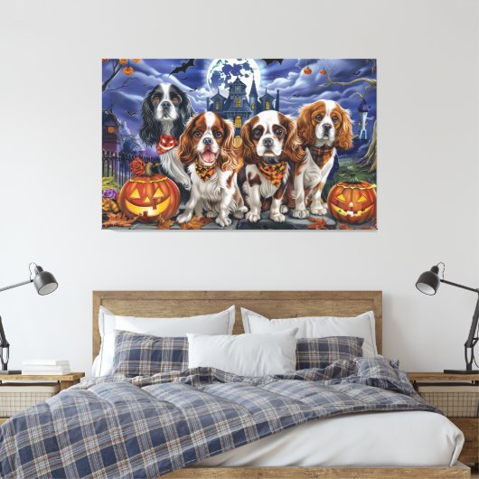 Cavalier King Charles Spaniel Halloween Spooky Leinwanddruck (Insitu (Schlafzimmer))