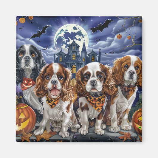 Cavalier King Charles Spaniel Halloween Spooky Magnet (Vorne)