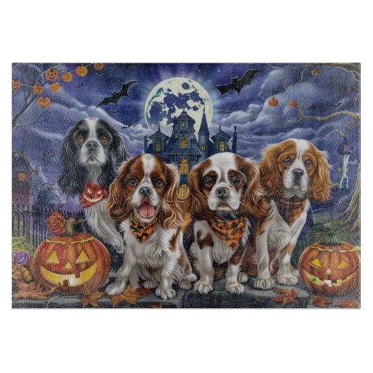 Cavalier King Charles Spaniel Halloween Spooky Schneidebrett (Vorderseite)