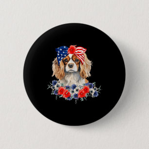 Cavalier King Charles Spaniel Halstuch USA-Flagge Button
