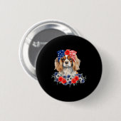 Cavalier King Charles Spaniel Halstuch USA-Flagge Button (Vorne & Hinten)