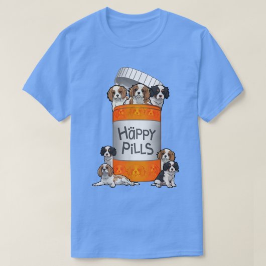 Cavalier King Charles Spaniel Happy Pills T-Shirt (Design vorne)