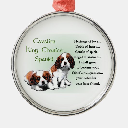 Cavalier King Charles Spaniel Heritage of Liebe Silbernes Ornament (Vorne)