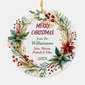 Cavalier King Charles Spaniel Holiday Wreath Keramik Ornament (Hinten)