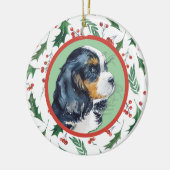 Cavalier King Charles Spaniel Holly Border Keramik Ornament (Links)