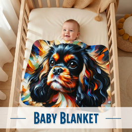 Cavalier King Charles Spaniel Hund Acryl Druck Babydecke