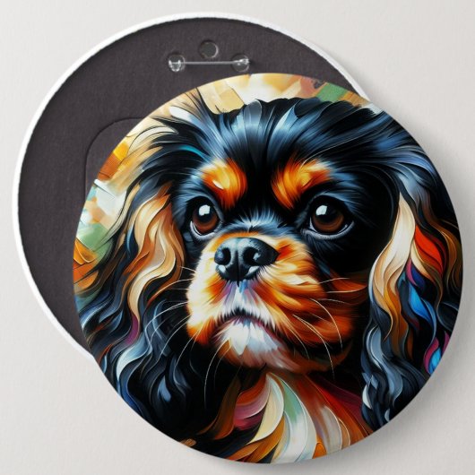 Cavalier King Charles Spaniel Hund Acryl Druck Button (Vorne & Hinten)