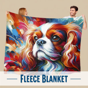 Cavalier King Charles Spaniel Hund Acryl Kunst Fleecedecke