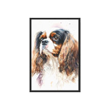 Cavalier King Charles Spaniel Hund in Aquarell