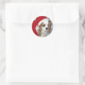 CAVALIER KING CHARLES SPANIEL HUND MIT WEIHNACHTSM RUNDER AUFKLEBER (Tasche)