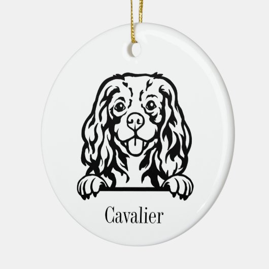 Cavalier King Charles Spaniel Hund Personalisiert  Keramik Ornament (Links)