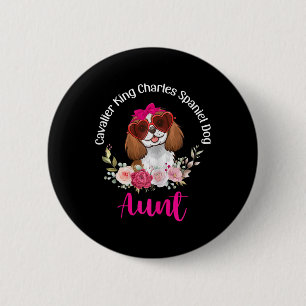 Cavalier King Charles Spaniel Hund Tante Floral Va Button