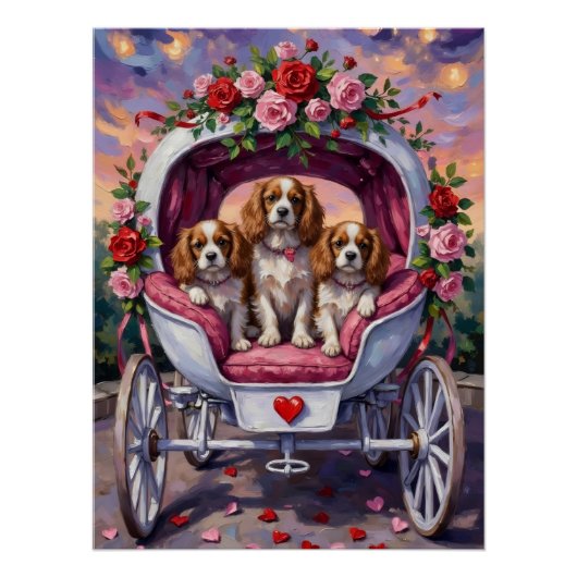 Cavalier King Charles Spaniel Hund Valentinstag Poster (Vorderseite)