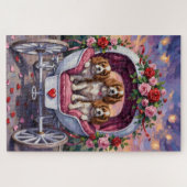 Cavalier King Charles Spaniel Hund Valentinstag Puzzle (Horizontal)