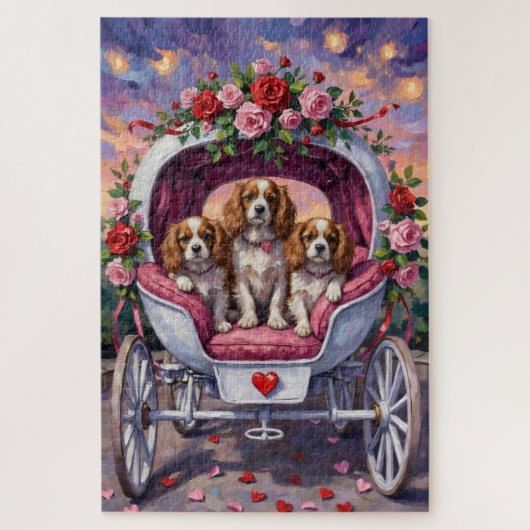 Cavalier King Charles Spaniel Hund Valentinstag Puzzle (Vertikal)