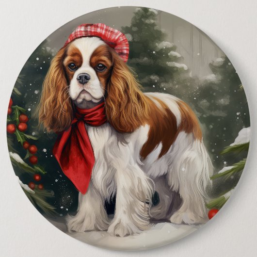 Cavalier King Charles Spaniel Hund Weihnachten Button (Vorderseite)