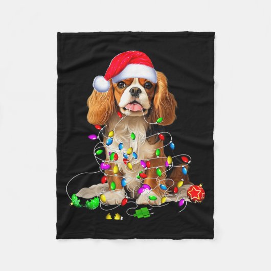 Cavalier King Charles Spaniel Hund Weihnachtsornam Fleecedecke (Vorderseite)