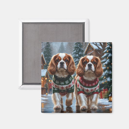 Cavalier King Charles Spaniel Hunde Weihnachten Sc Magnet (Vorderseite/Rückseite)