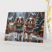 Cavalier King Charles Spaniel Hunde Weihnachtsschn Karte (Gelbe Blume)