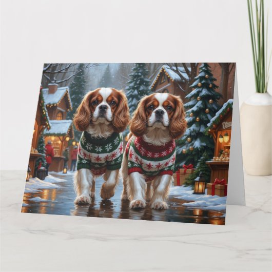 Cavalier King Charles Spaniel Hunde Weihnachtsschn Karte (Vorderseite)