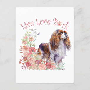 Cavalier King Charles Spaniel Hundemutter Blumen Postkarte